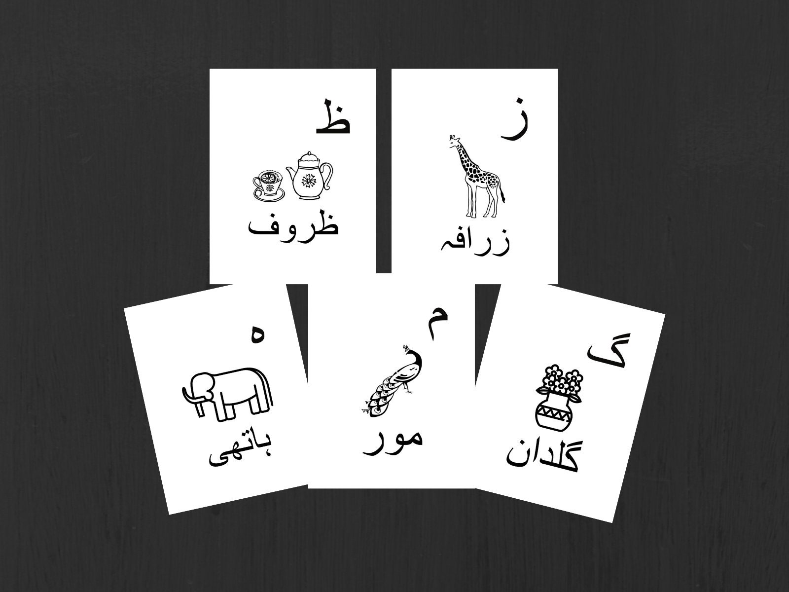 Urdu Alphabet Flash Cards