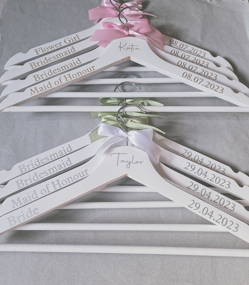 Wedding coat hangers White hangers Personalised Bridesmaid gift Gifts for Bride Wedding Gifts for her Bridesmaid gift image 9