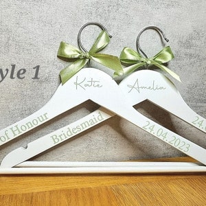 Wedding coat hangers White hangers Personalised Bridesmaid gift Gifts for Bride Wedding Gifts for her Bridesmaid gift image 1