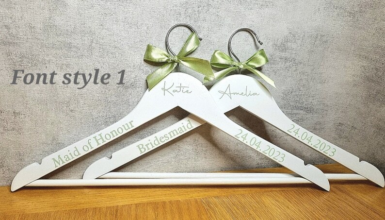 Wedding coat hangers White hangers Personalised Bridesmaid gift Gifts for Bride Wedding Gifts for her Bridesmaid gift image 1