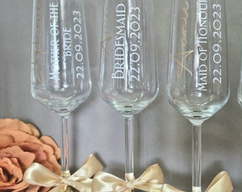 Luxury personalised champagne flutes | Champagne flute | Bridesmaid gifts | Wedding gift | Champagne glass | bride | keepsake | luxury