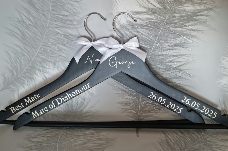 Wedding coat hangers White hangers Personalised Bridesmaid gift Gifts for Bride Wedding Gifts for her Bridesmaid gift image 10