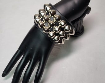 Triple Row Studded Wristband (Cone Studs)