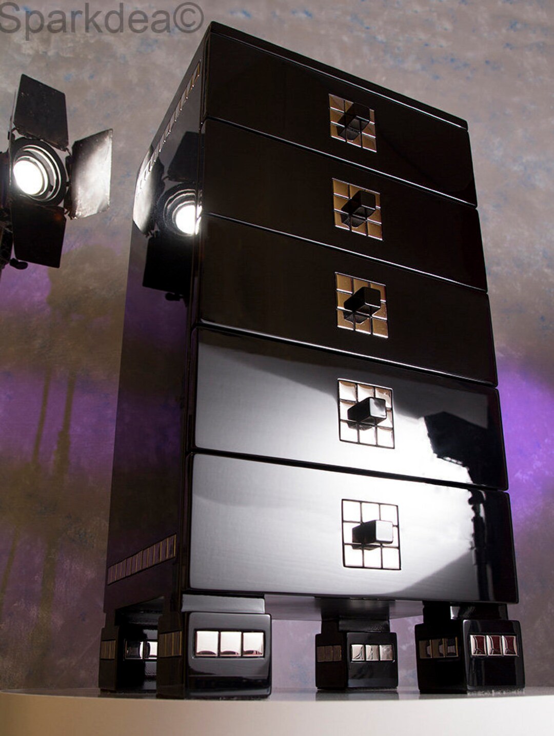 Unique High Gloss Black Chest of Drawers Etsy