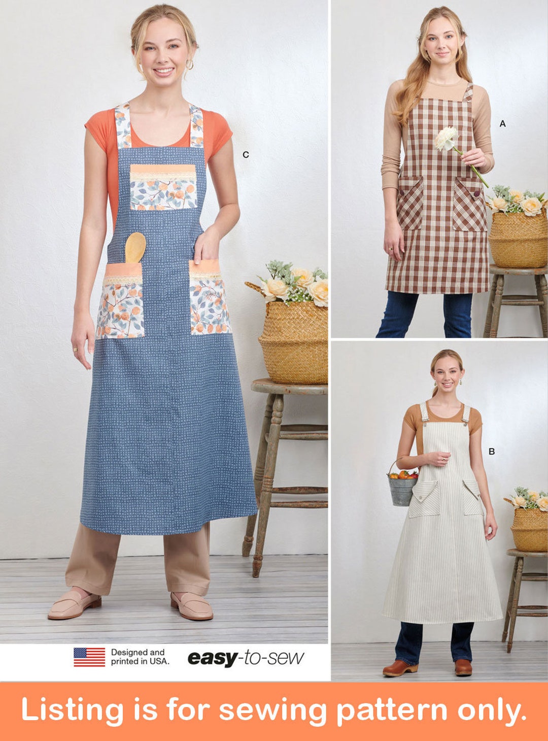 APRON SEWING PATTERN | Sew Womens Extra Long Apron | Full