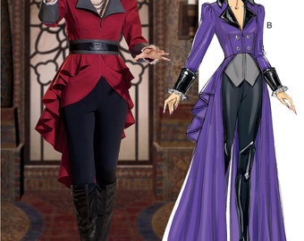 Patrón de costura de abrigo / Chaqueta de disfraz de Halloween para mujer / Vampiro Reina Malvada Fantasía urbana Talla 6 8 10 12 14 16 18 20 22 Plus 7641