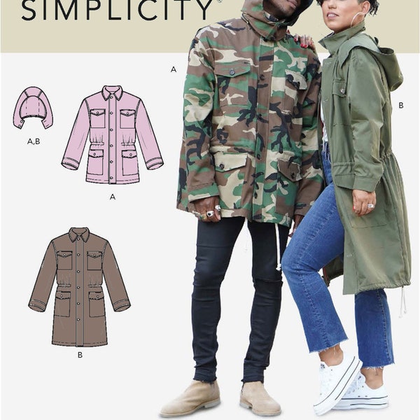 COAT SEWING PATTERN | Sew Men Women Clothes Clothing | Cargo Field Utility Barn Chore Jacket Pocket Size Extra Small Extra Large Plus 10436