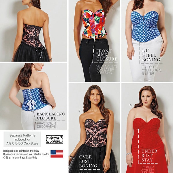 CORSET SEWING PATTERN | Sew Women Clothes Clothing | Strapless Bustier Laces Laced Everyday | Size 10 12 14 16 18 20 22 24 26 28 Plus | 1183