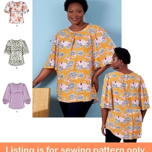 TOP SEWING PATTERN | Sew Womens Clothes Clothing | Extra Long Shirt Comfortable Long Short Sleeves | Size 18 20 22 24 26 28 30 32 Plus 9548