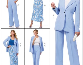 スーツ縫製パターン | レディース服の縫製 | スーツジャケット ブレザー フォーマルパンツ スカート ワーク | サイズ 8 10 12 14 16 18 20 22 24 26 プラス 6933