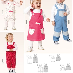 オーバーオールの縫製パターン | 男の子、女の子の服、ベビー、幼児の服を縫う | ジャンパー、ロング、ショート、オーバーオール | サイズ 6 9 12ヶ月 2 3歳 | 9424