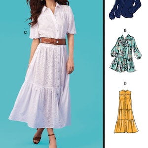 SHIRT DRESS Sewing PATTERN | Sew Women Misses Clothes Clothing | Button-Down Top Blouse | Size 4 6 8 10 12 14 16 18 20 22 24 26 Plus | 8285