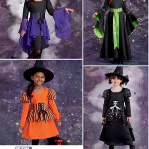 COSTUME SEWING PATTERN | Sew Halloween Carnival Outfit | Girls Witch Dress Long Short | Size 3 4 5 6 7 8 10 12 14 | Corset Teen | 11156