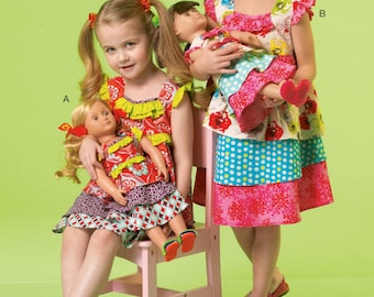 Sale!!! DRESS SEWING PATTERN | Sew Matching Girls 18 Inch Doll Clothes Clothing | Sundress Size 2 3 4 5 6 7 8 | Fits American Girl 7109