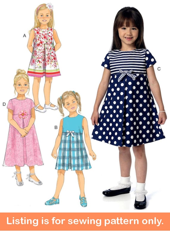DRESS SEWING PATTERN Make Girls Clothes Kids Toddler Clothing Party Church  Sundress Child Size 2 3 4 5 6 7 8 Vintage Style 6314 -  Hong Kong