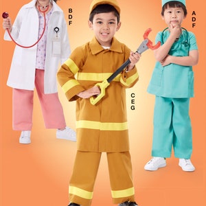 Boys Girls Firefighter Costume Fireman Uniform Kids Halloween