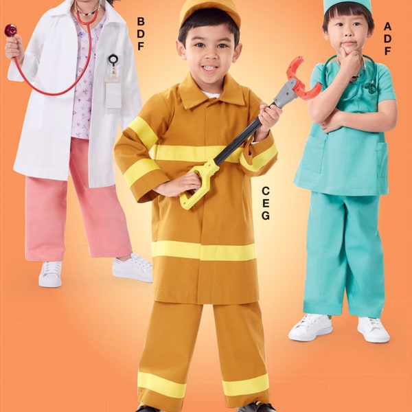 COSTUME SEWING PATTERN | Sew Halloween Carnival Outfit | Boys Girls Kids Doctor Nurse Firefighter Fireman Scrubs | Size 3 4 5 6 7 8 | 8226