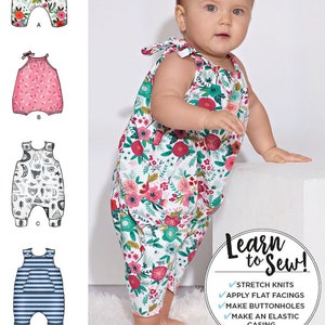 MODELLO DA CUCIRE PER BAMBINI / Cucire vestiti per ragazzo e ragazza Abbigliamento per neonati / Pagliaccetto Tutina Tutina / Taglia Preemie Neonato 3 6 12 18 Mesi 8894