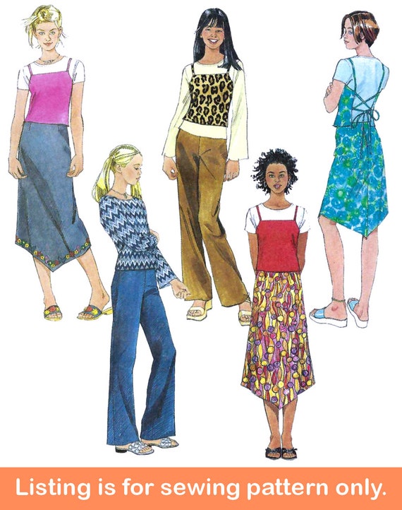 GIRLS SEWING PATTERN Sew Tween Teen Clothes Clothing Tank Top Long Sleeve  T-shirt Skirt Pants Size 7 8 10 12 14 16 Retro Boho 3297 -  Canada