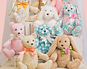 STOFFTIER SCHNITTMUSTER | Machen Sie 14 "weiches Plüschtier! | Vintage Stil Hase Teddy Bär Hund l Bay Kleinkind handgemachte Geschenkidee 8044