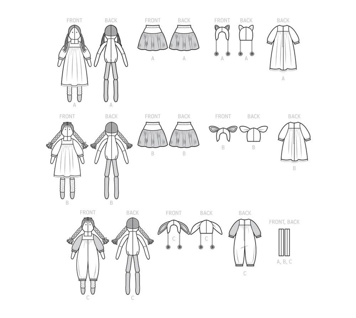 Large DOLL SEWING PATTERN | Sew Cloth Fabric Rag Doll & Clothes ...