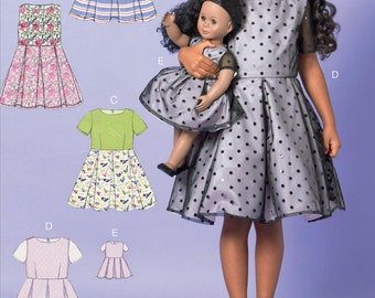 DRESS SEWING PATTERN | Make Matching Girls 18 Inch Doll Clothes | Kids Clothing Party | Child Size 2 3 4 5 6 7 8 | Fits American Girl 7707