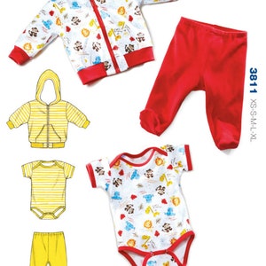 MODELLO DI CUCITO PER BAMBINI / Crea vestiti per ragazze per ragazzi / Giacca per bambini Giacca con cappuccio Pantaloni cappotto Onesie / Taglia neonato -xl / Outfit per bambini /3811