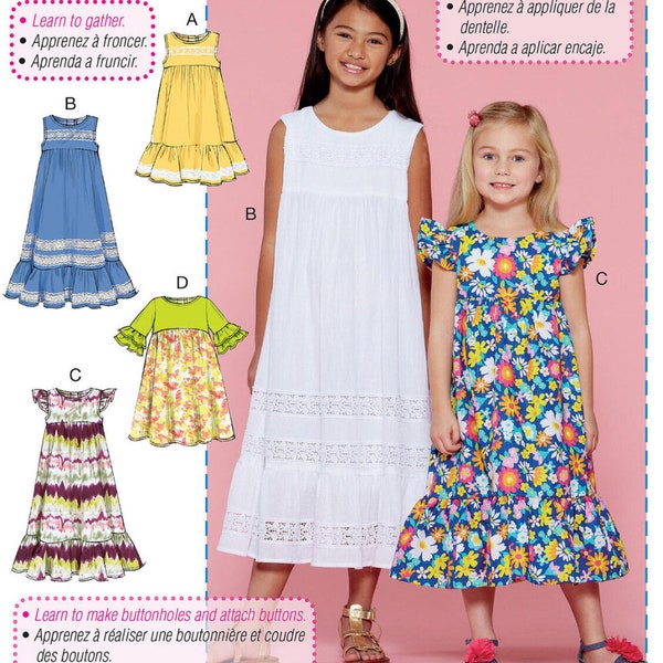 DRESS SEWING PATTERN | Sew Girls Clothes Clothing | Sundress Spring Easter Easy Simple Learn to Sew | Size 3 4 5 6 7 8 10 12 14 Teen | 7558