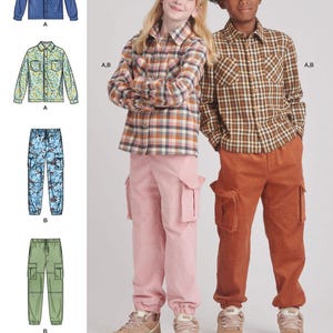 KINDER SCHNITTMUSTER | Jungen Mädchen Kleidung Kleidung nähen | Button-Down Hemd Cargohose | Größe 7 8 10 12 14 Teen Herbst einfach Outfit 9864