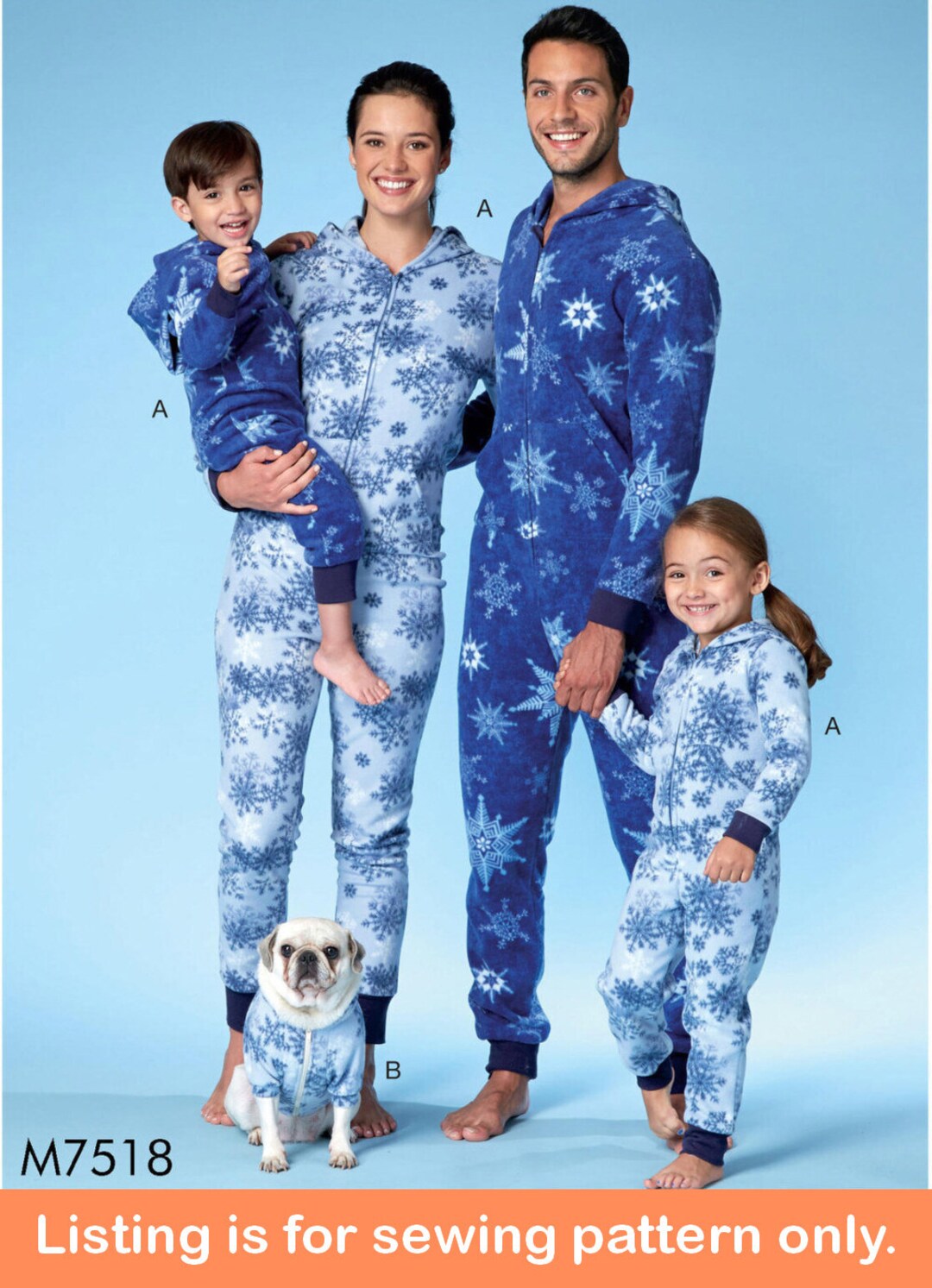 PAJAMAS SEWING PATTERN | Sew Matching Adult Kids Dog Pjs | One-piece ...