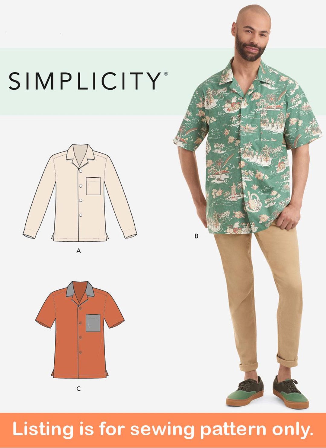 SHIRT SEWING PATTERN | Sew Men Clothes Clothing | Button Down Casual ...