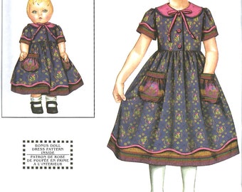 DRESS SEWING PATTERN | Sew Matching Girls 18" Doll Clothes | Vintage Style Easter Church Christmas | Size 5 6 7 8 | Fits American Girl 9845