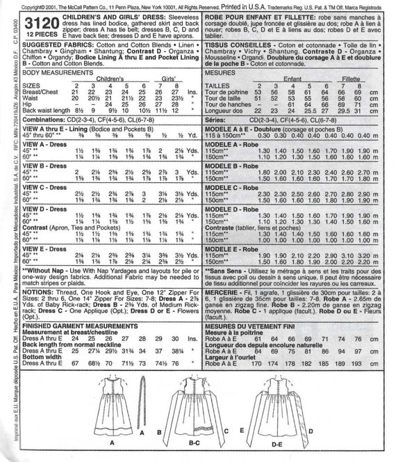 DRESS SEWING PATTERN Cuci Ragazze Vestiti Abbigliamento