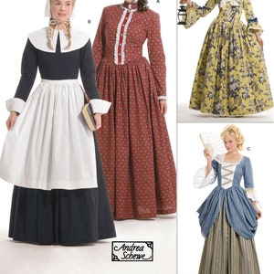 COSTUME SEWING PATTERN | Sew Womens Halloween Dress Outfit | Pilgrim Colonial Pioneer Historical Outfit Size 6 7 8 10 12 14 16 18 20 22 3723