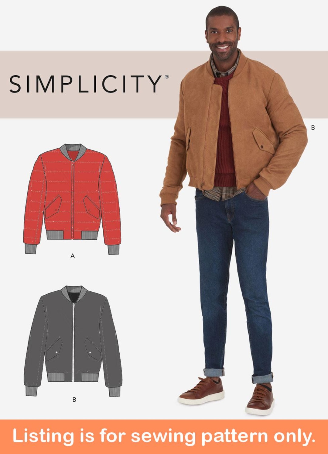 JACKET SEWING PATTERN | Sew Mens Clothes Clothing | Varsity Bomber ...