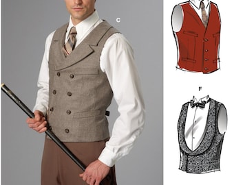 VEST SEWING PATTERN | Sew Mens Clothes Clothing Costume | Halloween Steampunk Victorian Regency Man Size Small - Extra Extra Large Plus 8133