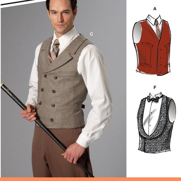 VEST SEWING PATTERN | Sew Mens Clothes Clothing Costume | Halloween Steampunk Victorian Regency Man Size Small - Extra Extra Large Plus 8133