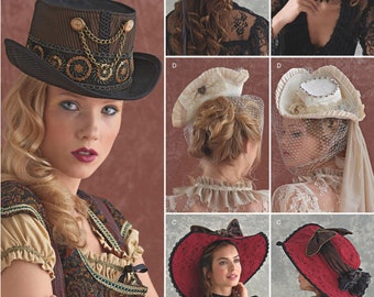 Sale!! HAT SEWING PATTERN | Sew Womens Costume Headwear | Victorian Steampunk Cosplay Urban Fantasy Goth Historical | Civil War Church 8361
