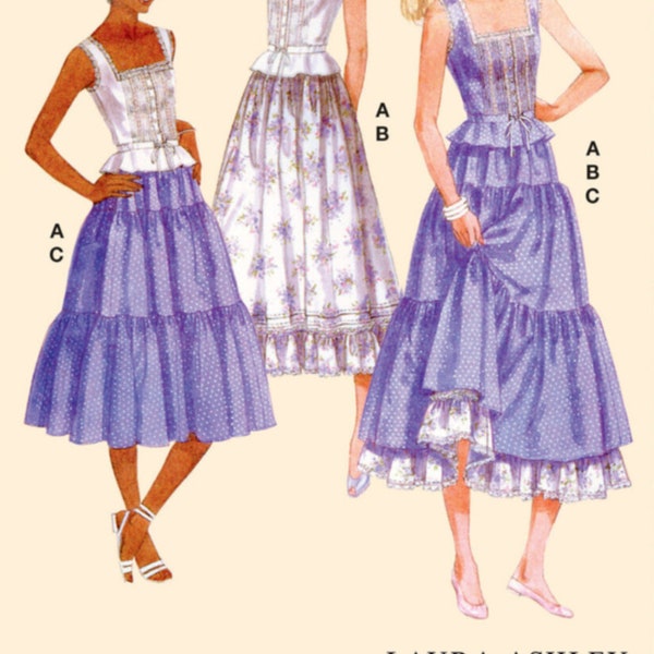 80s SEWING PATTERN | Sew Womens Clothes Clothing | Tank Top Maxi Skirt Boho Retro | Size 6 8 10 12 14 16 18 20 22 24 Plus | Peasant 8306
