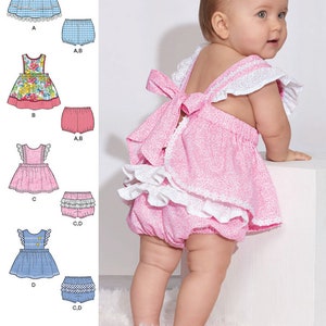 MODELLO DI CUCITO PER BAMBINI / Cucire vestiti per ragazze Abbigliamento per neonati / Pinafore Dress Diaper Cover / Taglia Preemie Newborn 3 6 12 18 mesi / Vintage 8893