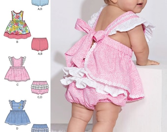 BABY SEWING PATTERN | Sew Girls Clothes Infant Clothing | Pinafore Dress Diaper Cover | Size Preemie Newborn 3 6 12 18 Months | Vintage 8893