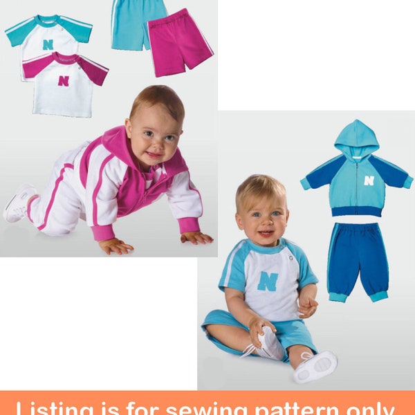BABY SEWING PATTERN | Sew Boys Girls Clothes Infant Clothing | Jacket Hoodie T-Shirt Sweatsuit Sweatpants | Size 6 9 12 18 24 36 Months 9748