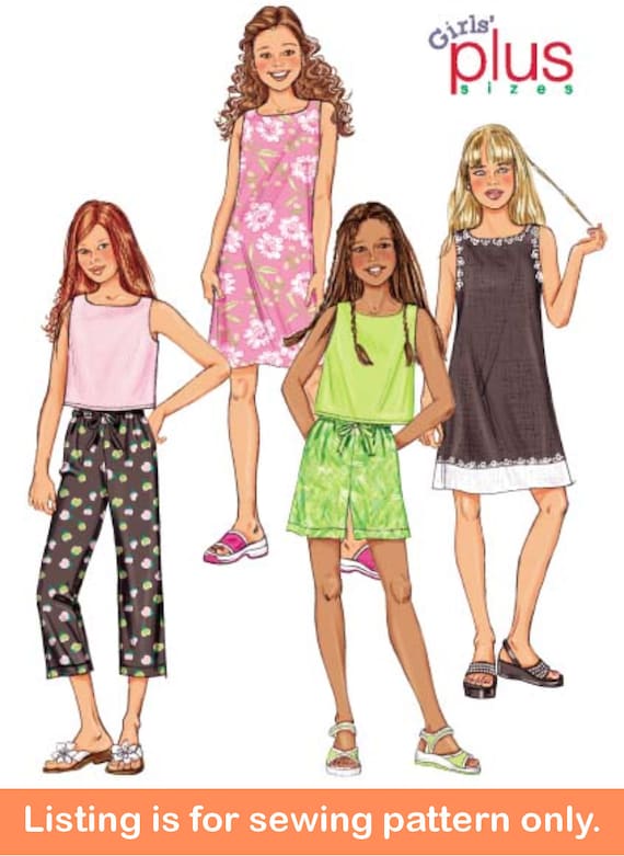 GIRLS SEWING PATTERN Make Tween Teen Clothes Older Kids Teenager Clothing  Tank Top Short Pants Dress Size 7 8 10 12 14 Plus 3860 -  Canada