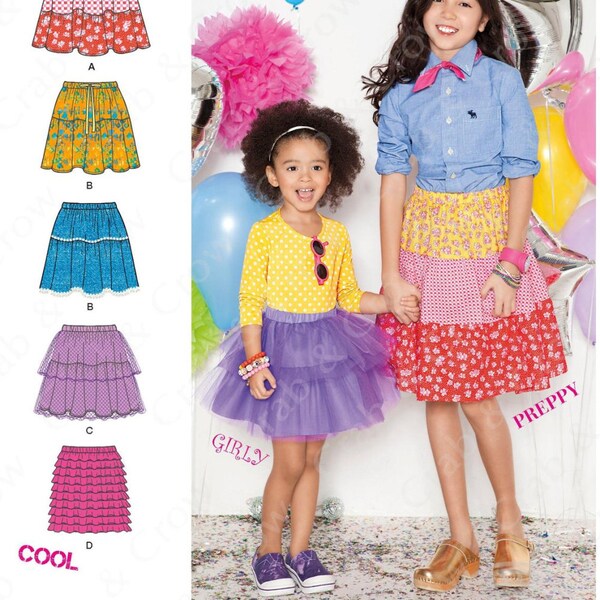 SKIRTS SEWING PATTERN |Make Girls Clothes | Kid Clothing Spring Tutu Tulle Tiered Tier Ruffle Midi | Child Size 3 4 5 6 7 8 10 12 14 | 1816