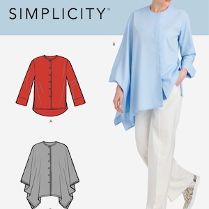 SHIRT SEWING PATTERN | Sew Womens Clothes Clothing | Extra Long Top Poncho Long Sleeves Size 6 8 10 12 14 16 18 20 22 Plus Comfortable 10425