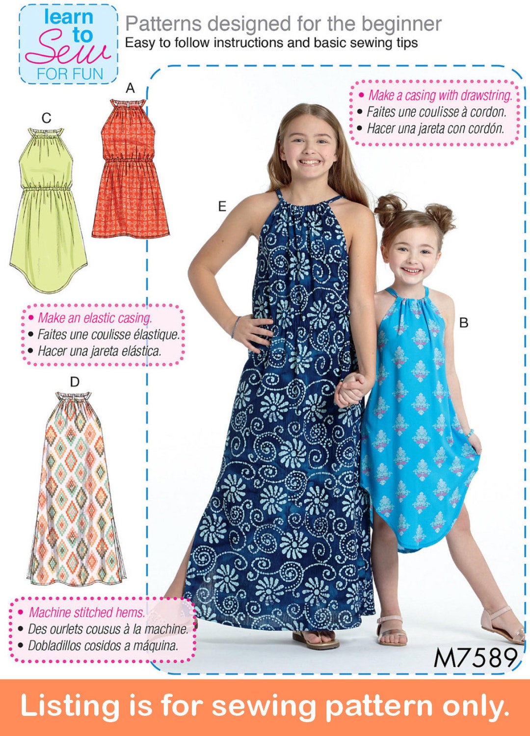 HALTER DRESS Sewing PATTERN Sew Girls Clothes Clothing Easy Simple halter-dress-sewing-pattern-sew-girls-clothes-clothing-easy-simple