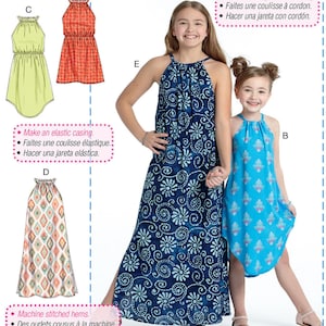 May include: Sewing pattern for a halter dress with a drawstring casing, elastic casing, and machine stitched hems. The pattern includes instructions and basic sewing tips. The pattern number is M7589.