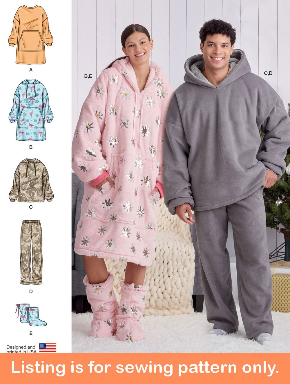 S9456, Simplicity Sewing Pattern Unisex Oversized Hoodies, Pants and  Booties