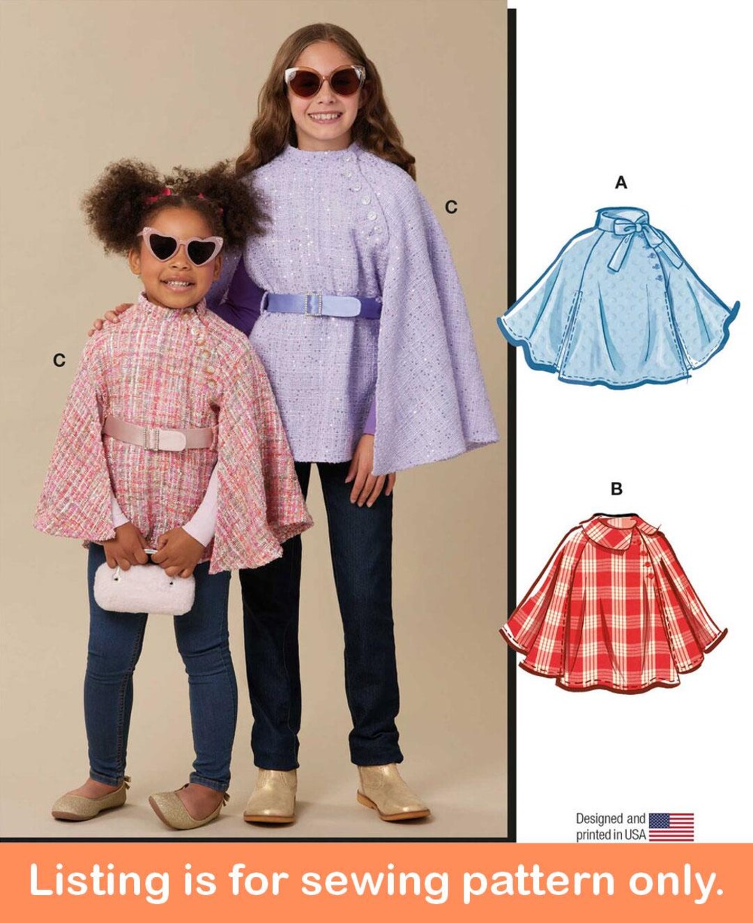 CAPE SEWING PATTERN | Sew Girls Clothing Clothes | Short Cape Capelet ...