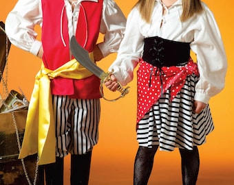 COSTUME SEWING PATTERN | Sew Halloween Pirate Outfit | Boys Girls Shirt Pants Skirt | Size 3 4 5 6 7 8 | of the Caribbean Carnival | 4952